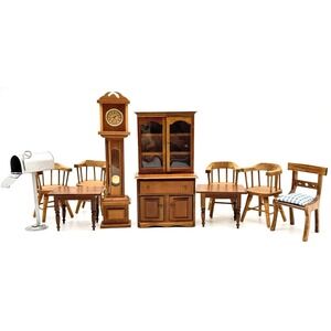 Shackman Miniatures Dollhouse Furniture Lot Hutch Clock Chairs Tables Mailbox